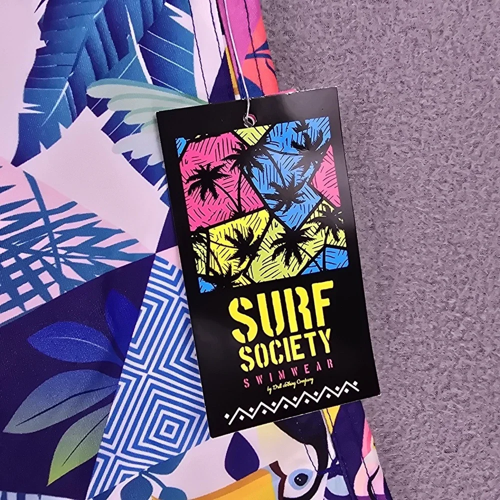 New Surf Society Swim Trunks Men's‎ Large Geometric Summer Art Beach Cruise Pool